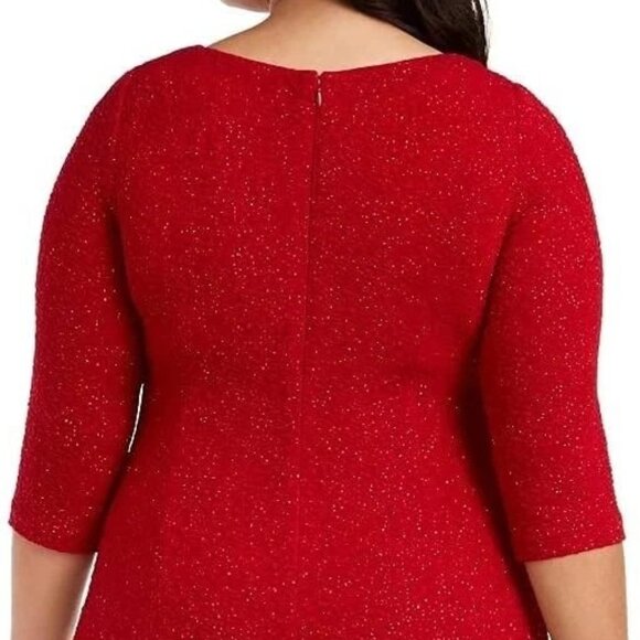 Alex Evenings Keyhole Glitter Jacquard Knit Dress, Plus Size 18, RED, NWT - Picture 5 of 11